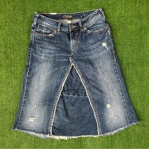 Y2K Silver Jeans Skirt